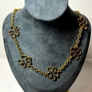 Vintage Robert VERDI Gold-tone Flower Necklace. Stamped